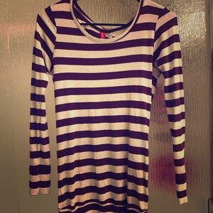 Maroon and cream striped long sleeve